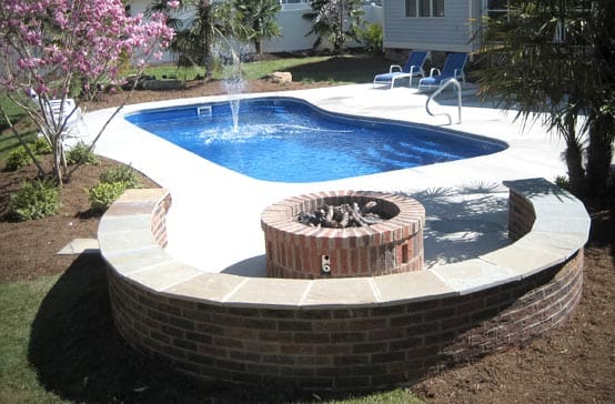 Southern Greenscapes Landscape Design & Construction | Rock Hill, SC | pool and fire pit with retaining wall