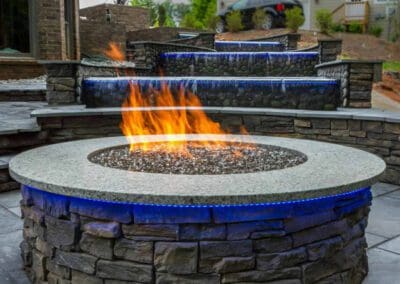 Southern Greenscapes Landscape Design & Construction | Rock Hill, SC | water feature with patio and fire pit